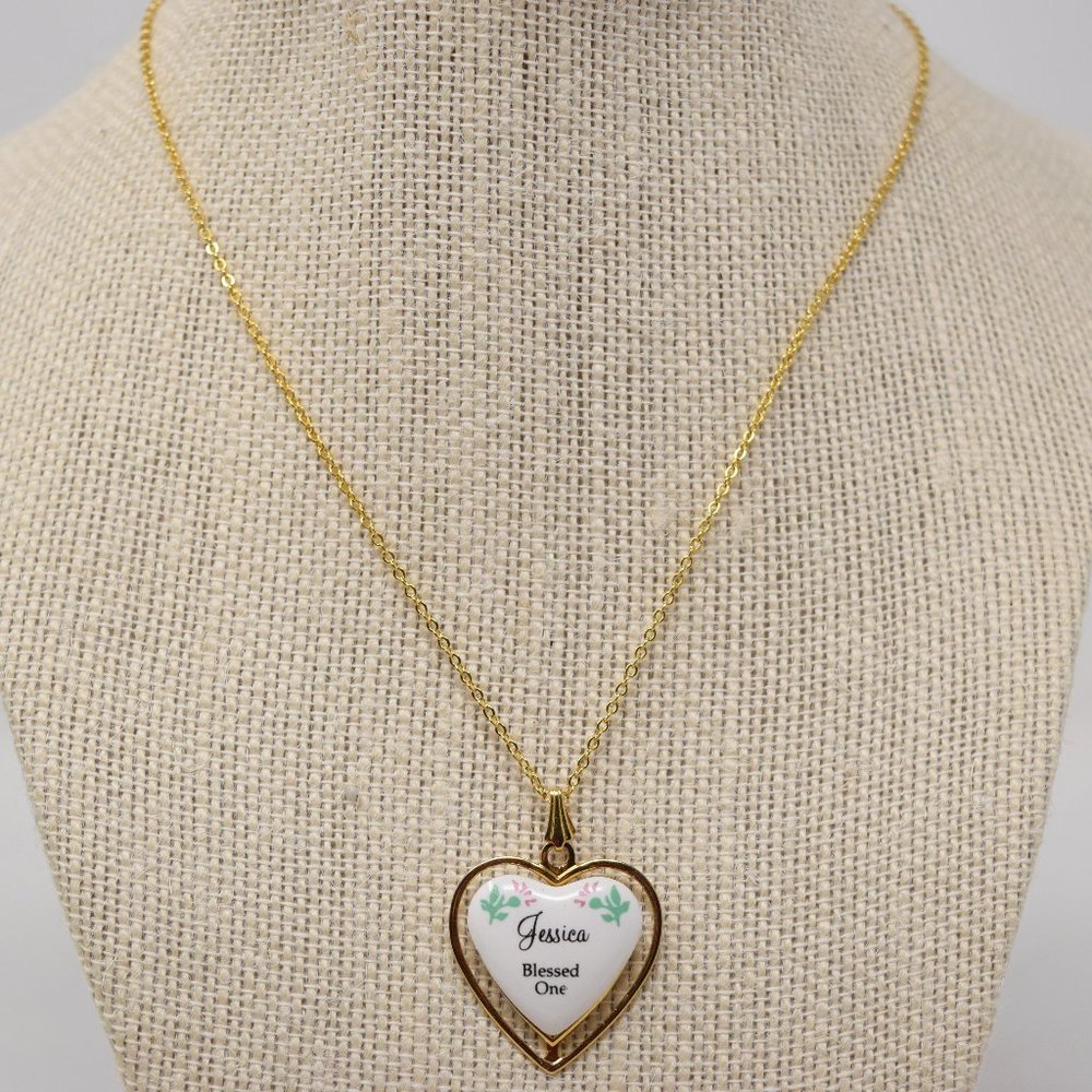Heart Pendant Necklace Jessica Blessed One Goldtone Fashion Jewelry Flowers